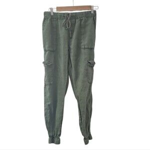 Artisan NY 100% Linen Jogger Pants Sz Small Olive Green Drawstring Cargo Relaxed